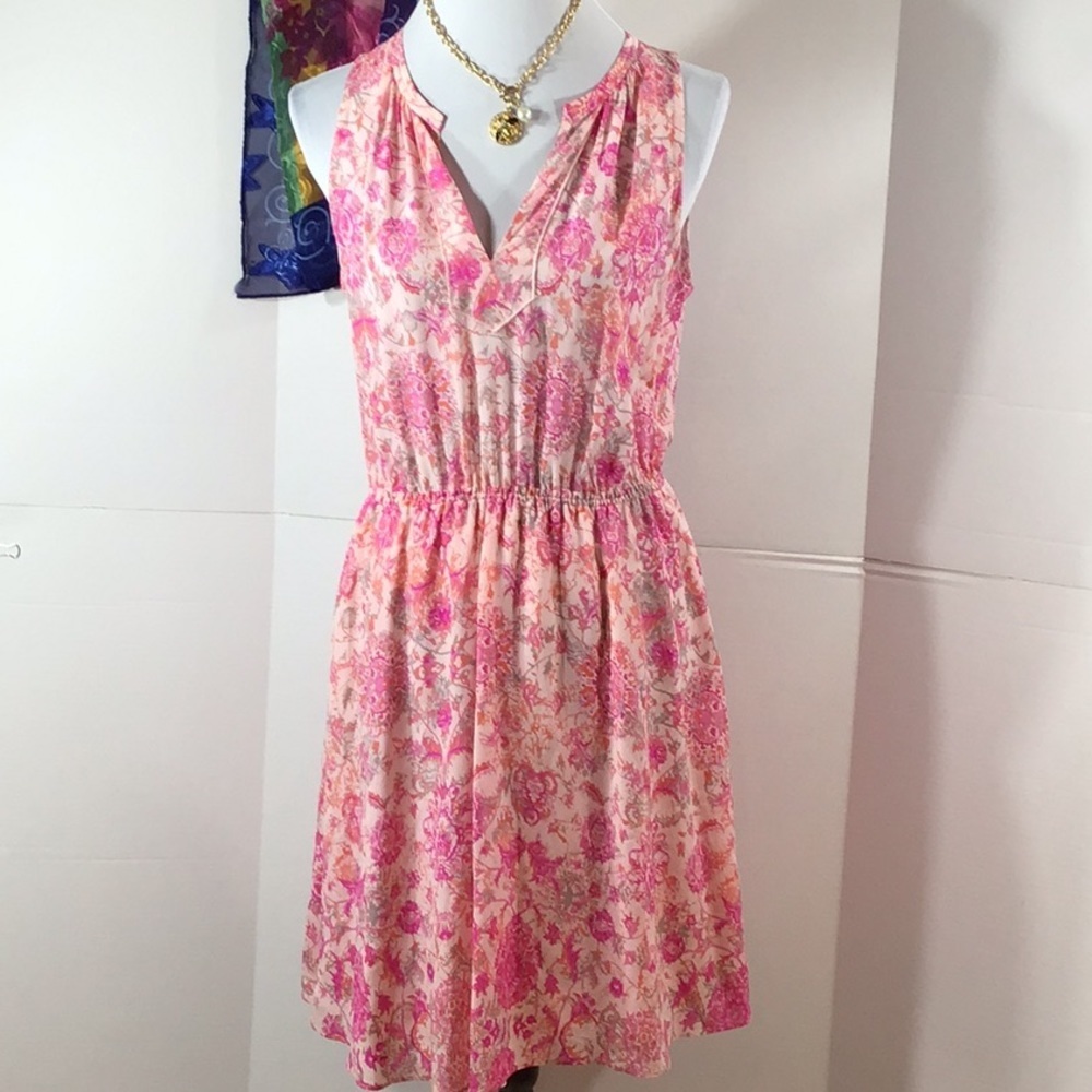 Rebecca Taylor pink floral silk fit & flare dress 6